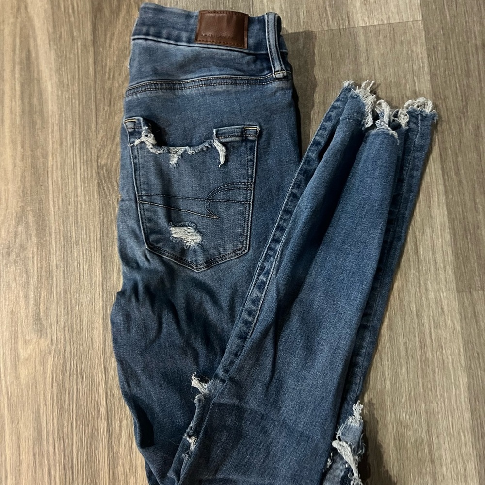 American Eagle Outfitters Dark Blue Distressed Jeans